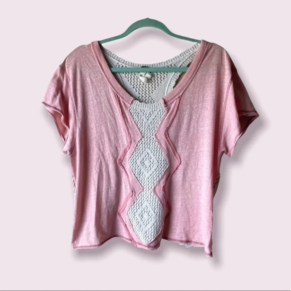 Free People We the Free Crochet Diamond Tee